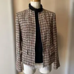 ノーカラーツイードジャケット　ワールド