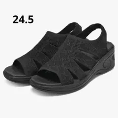 厚底サンダル 39 約24.5スポーツサンダル 軽量 6cmヒール 黒 秋