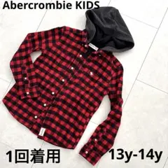 Abercrombie KIDSブロックチェックフード付きネルシャツ13〜14y