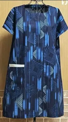 着物リメイク　浴衣　藍色　ハンドメードのチュニックワンピースのサムネイル