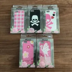 スマホケース　ピンク・ブラック　５点セット