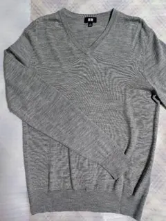 Vネック ニットセーター グレーSサイズ
