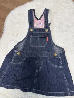 ミキハウス デニムオーバーオールワンピース M