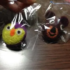 フクロウ、くまさんブローチ羊毛フェルト