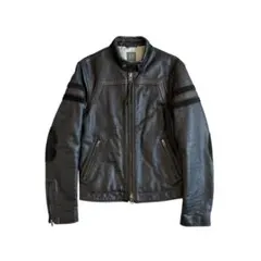 アルマーニエクスチェンジ シングルライダース ラムレザー(羊革)ブルゾン 黒 S ARMANI EXCHANGE レザージャケット ライダース 「A|X アルマーニ