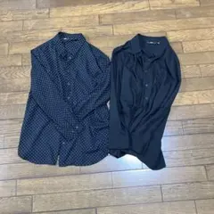 水玉模様 長袖シャツ 2点セット