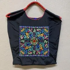 新品　花柄　フラワーバンダナ　刺繍　エコバッグ　トートバッグ　M