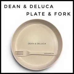 【未使用】DEAN & DELUCA バンブープレート＆フォーク GLOW 白のサムネイル