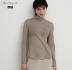 UNIQLO×マメクロゴウチ メッシュハイネックT BROWN Lサイズ
