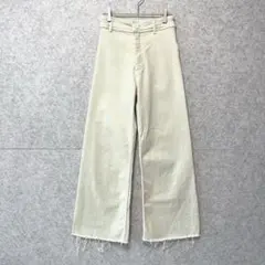 即完売ZARA ザラ マリンストレート デニム 薄ミント カットオフ ストレッチ