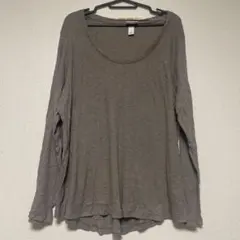 カットソー クルーネック 長袖 3L 茶 ゆったり ビッグサイズ　ブラウン