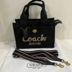 極美品 コーチ 2way カーゴトート 20 ショルダーバッグ キャンバス 黒