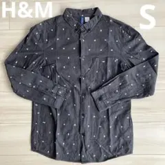 ダークグレー 長袖シャツ コットン混紡