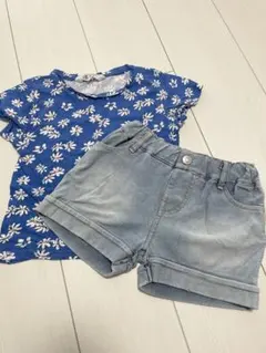 H&M花柄Tシャツ デニムショートパンツ 2点セット