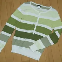 J.CREW 長袖ニット グリーン系ボーダー サイズS