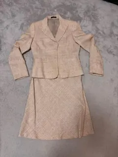 COMME CA ISM ベージュ チェック柄 スカートスーツ