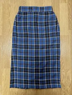 GU ブルー　チェックスカート　ロングスカート　タイトスカート　ペンシルスカート