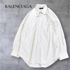 バレンシアガ モノグラムロゴ 総柄シャツ 38 白 半袖 BALENCIAGA