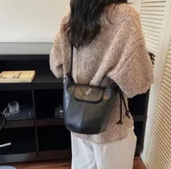 アニエスベー ブラック ショルダーバッグ ロゴ