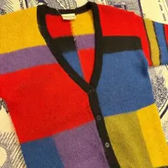 80s〜90s FASHIONDEELLE モヘアカーディガン モンドリアン柄