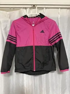 adidas フード付きウィンドブレーカー ピンク/ブラックキッズ 140 jr