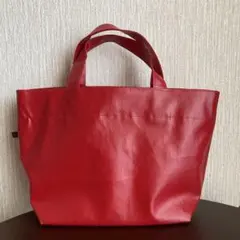 ハンドメイド　ミニバッグ　無地　赤　ラミネート加工生地