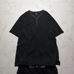 Henley Neck T-Shirt XL black