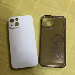 猫デザイン iPhone14ソフトケース 2点セット