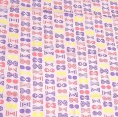 生地 綿100% リボンストライプ パープル 110mm×50mm