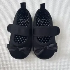 黒いリボン付きベビーシューズ　13cm