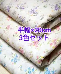 A半幅×20 3色セット☆小花柄 刺繍 コットン レース オフ白地 生地