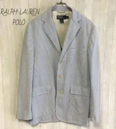 POLO ポロラルフローレン テーラードジャケット ストライプ L 白 美品