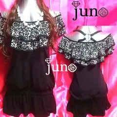 セシル オフショル 薔薇 フリル マーメイド 半袖 ワンピース 黒 ブラック