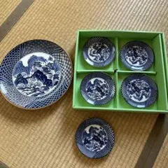 有田焼 朝明窯 晴峰作 山水画 大皿 深皿 2枚セット 31cm【未使用