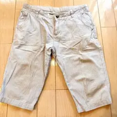 プチバトー ストライプ ハーフパンツ 12ans 150水色