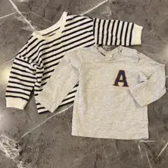 ユニクロ　H&M ロンT ベビー　グレー　ボーダー