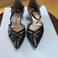 ブラックポインテッドトゥパンプス 22.5cm