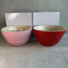 ル・クルーゼ　マルチボウル (M) 2個　アップルレッド ＆ ピンク18cm