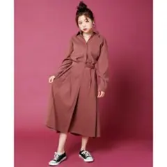 RayCassin ピーチ巻きフレアワンピース ボルドー