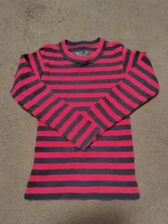 アニエスベー agnès b. 赤黒ストライプ 長袖カットソー