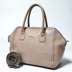 フルラ FURLA 2WAY トートバッグ ピンクベージュ シボ革 ストラップ付