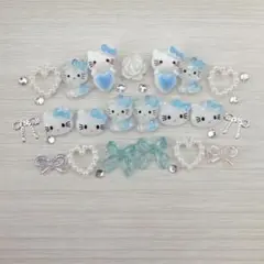 キティちゃん 水色 ネイルパーツ デコパーツ 10個セット おまけ付き
