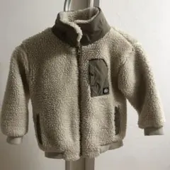 CAMP7 105cm フリース　アウター　ボア　フード着脱可　カーキ