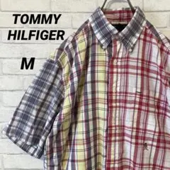 TOMMY HILFIGER トミーヒルフィガー 半袖チェックシャツ ロゴ刺繍
