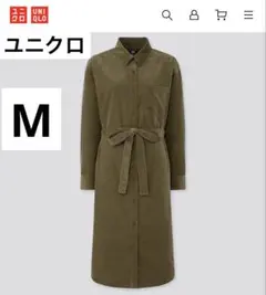 UNIQLOコーデュロイ シャツワンピース オリーブ M