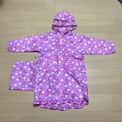 キッズ用 レインコート ハート柄ピンク 収納袋付き 120センチ 女の子