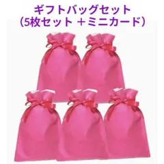 週末値下げ！ピンクのかわいいギフトバッグセット （5枚セット ＋ミニカード）