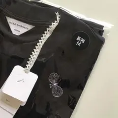 ミナペルホネン 半袖Tシャツ ダークネイビー ブラック ちょうちょ S