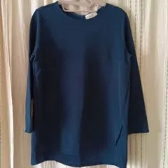 ネイビー 長袖ニット サイドスリット