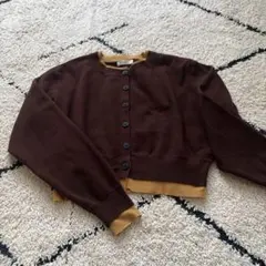 ブラウン ボタン付きカーディガン Lサイズ